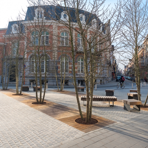 Boomroosters Bamboo CorTen, Leuven (BE) Straatmeubilair - Boomroosters CorTen, Leuven (BE)