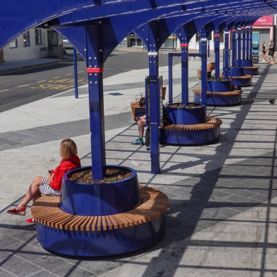 Green Circular Benches